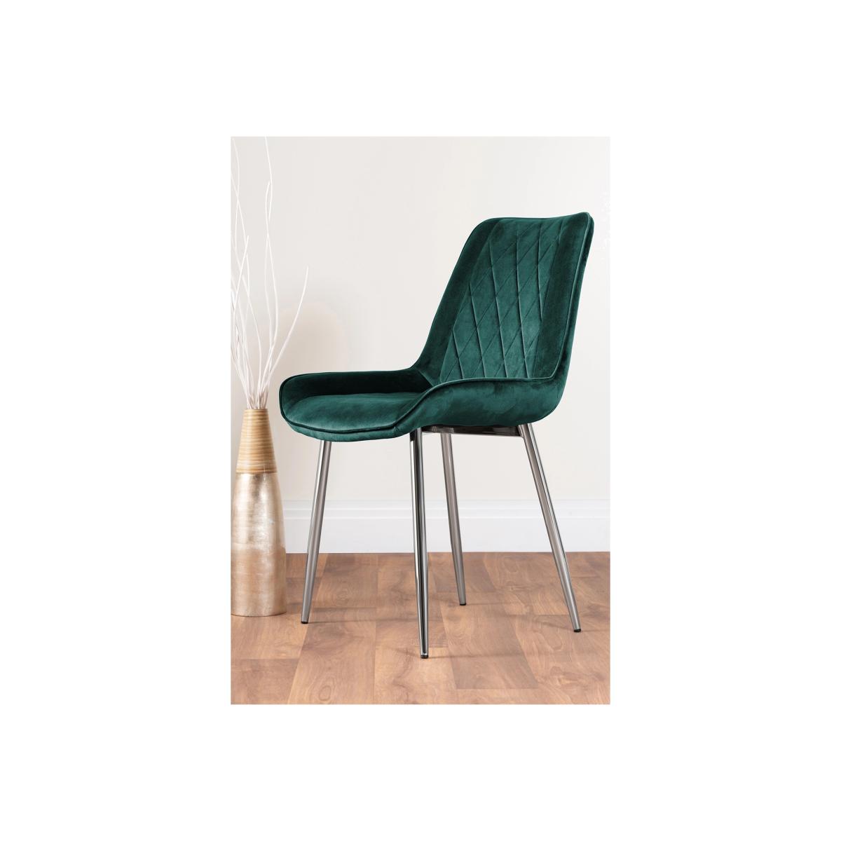 2x Pesaro Velvet Silver Leg Luxury Dining Chairs - Green – image 1