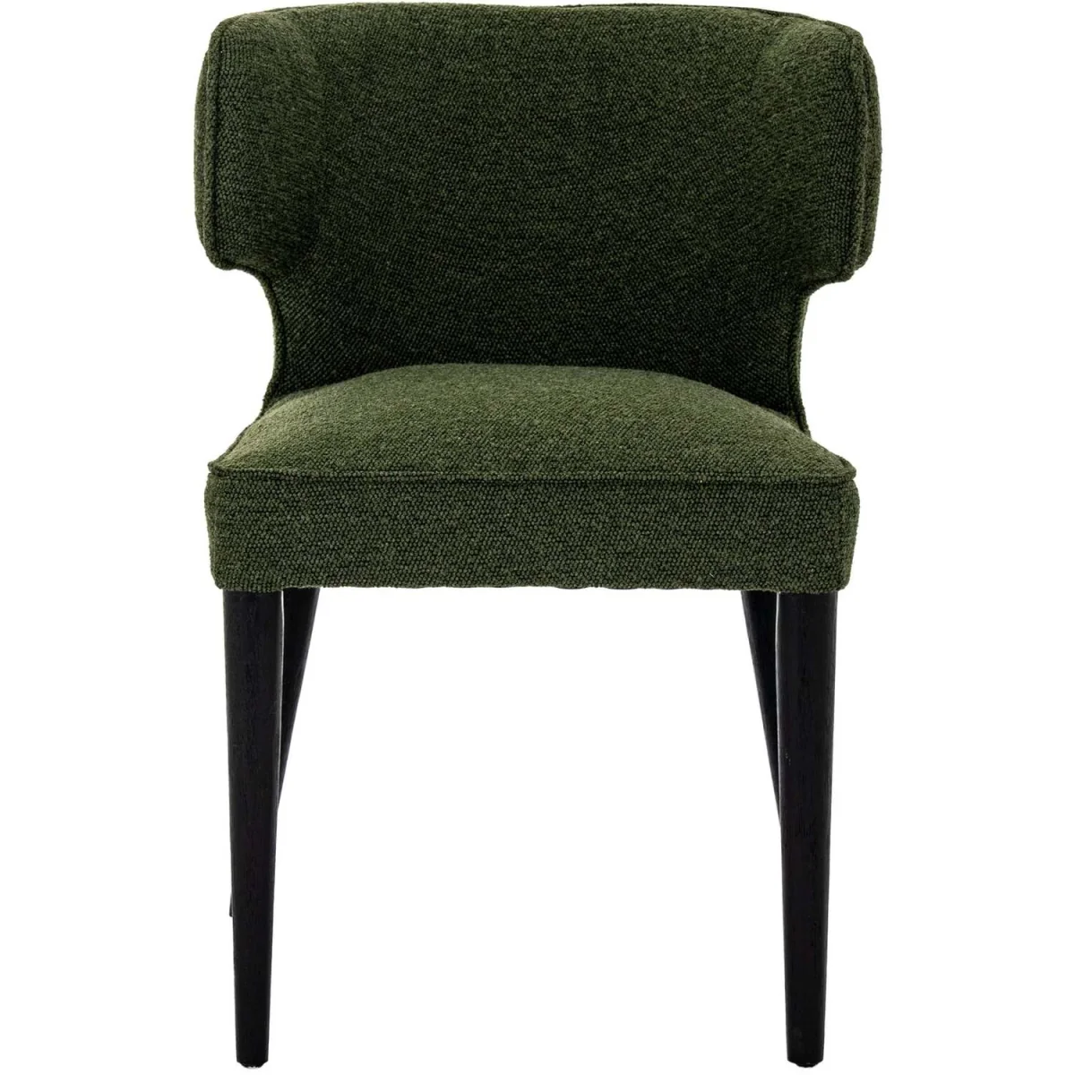 Mirmande Mid-Century Curved Bouclé Dining Chair in Forest Green with Wooden Legs - Green – image 4