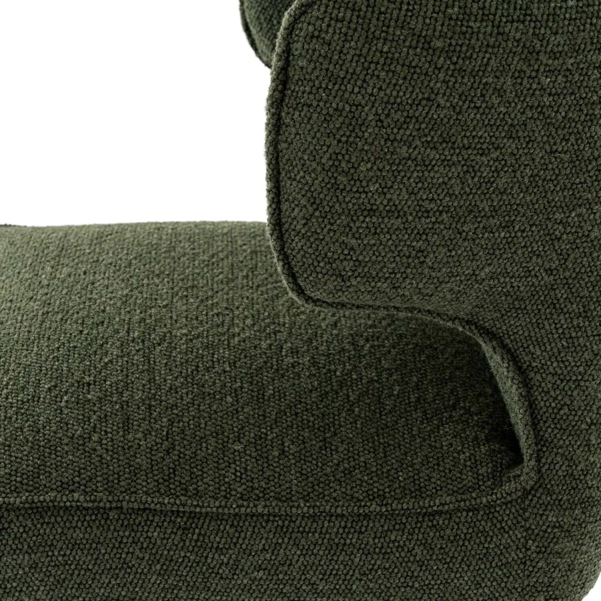 Mirmande Mid-Century Curved Bouclé Dining Chair in Forest Green with Wooden Legs - Green – image 5