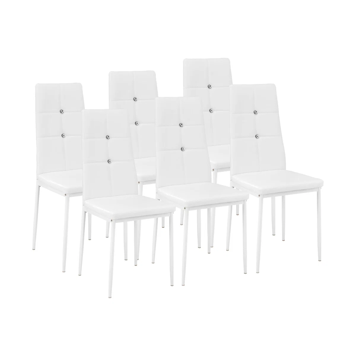 Dining Chairs With Rhinestones Set Of 6 - White – image 1