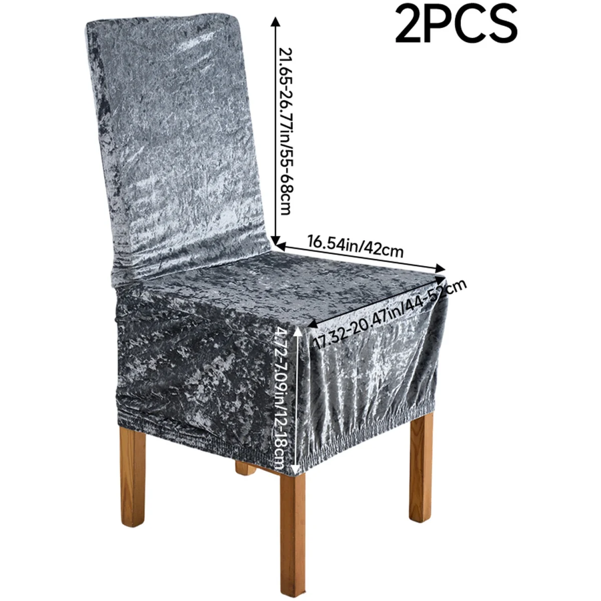 2 Pack Stretch Dining Chair Covers with Elastic Band - Grey – image 3