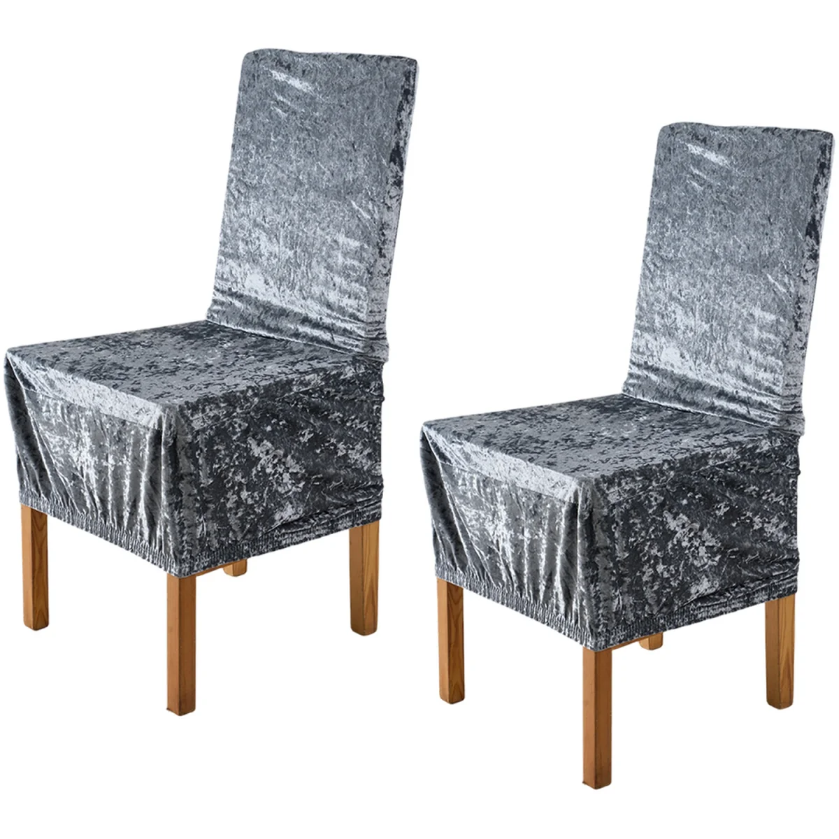 2 Pack Stretch Dining Chair Covers with Elastic Band - Grey – image 9