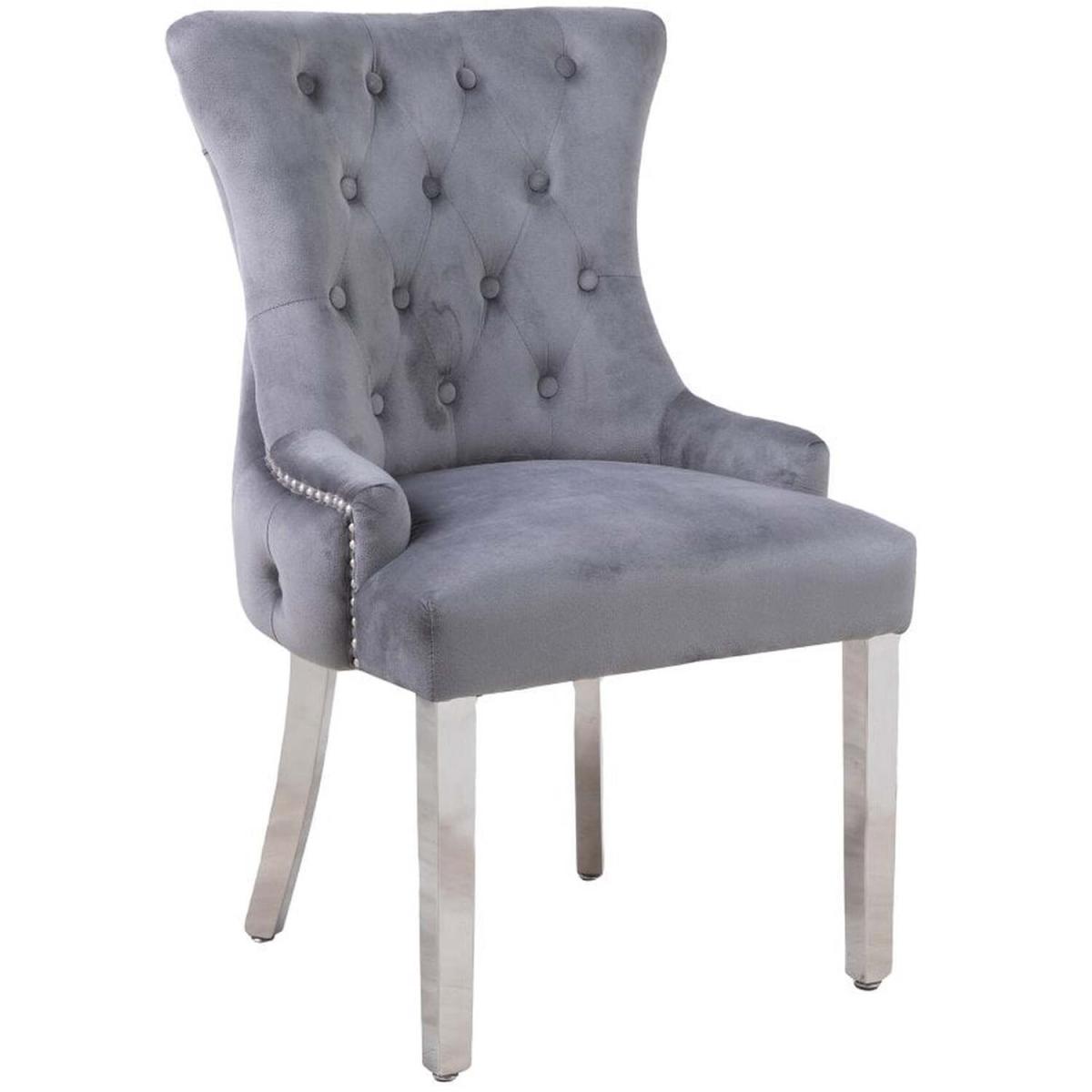 Neo Studded and Tufted Velvet Dining Chair - Cream – image 2
