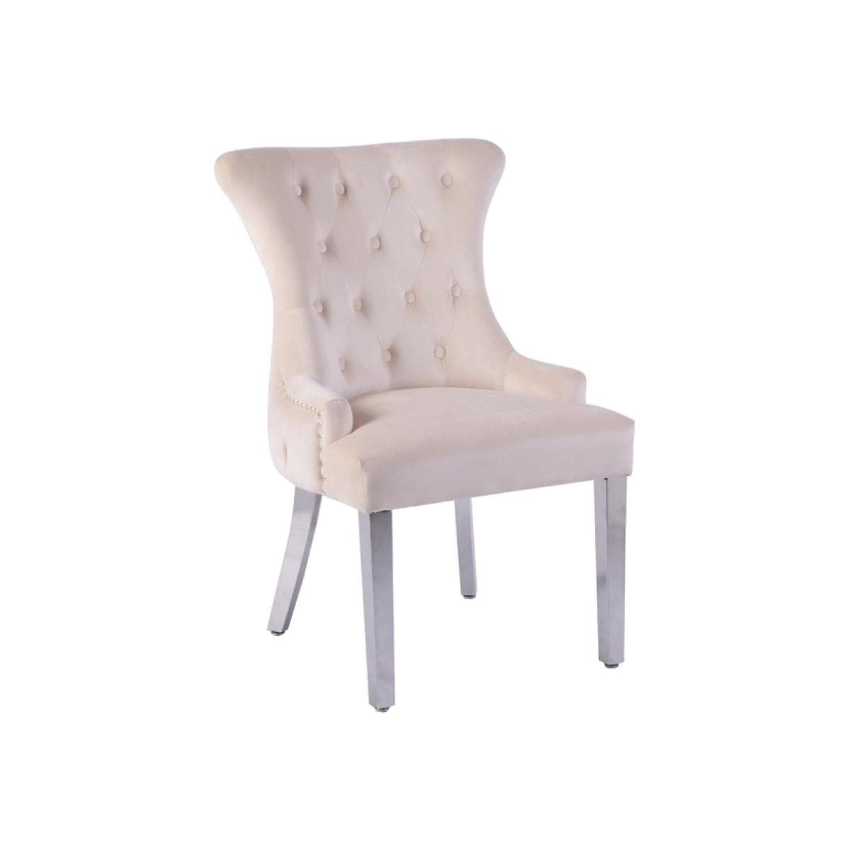 Neo Studded and Tufted Velvet Dining Chair - Cream – image 1