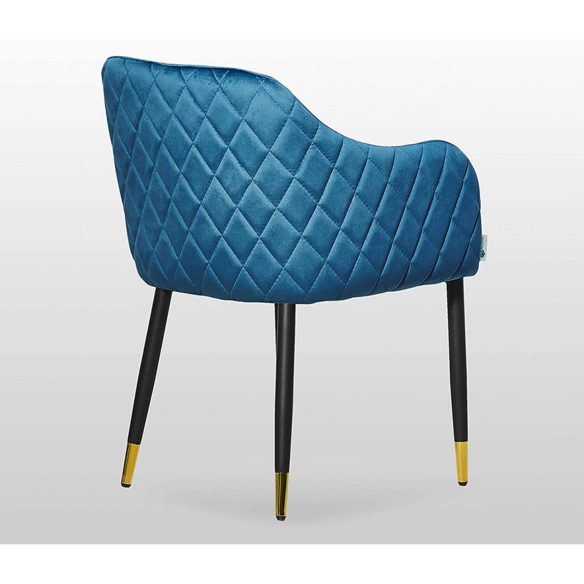Verona Velvet Dining Chair Single - Blue / Gold End Caps – image 2