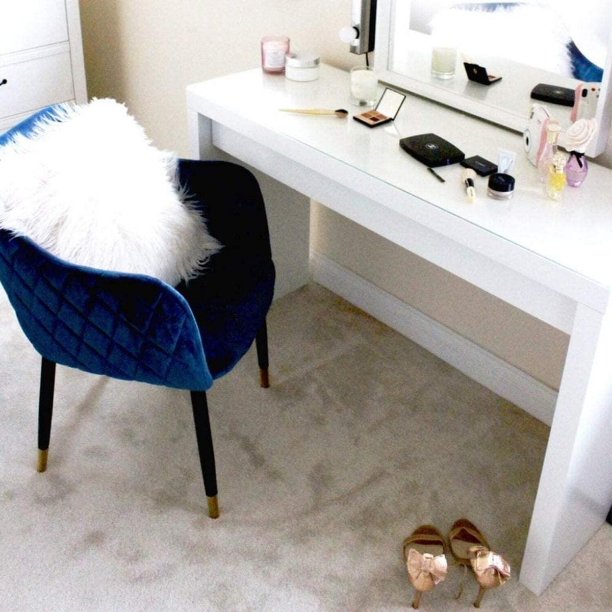 Verona Velvet Dining Chair Single - Blue / Gold End Caps – image 3