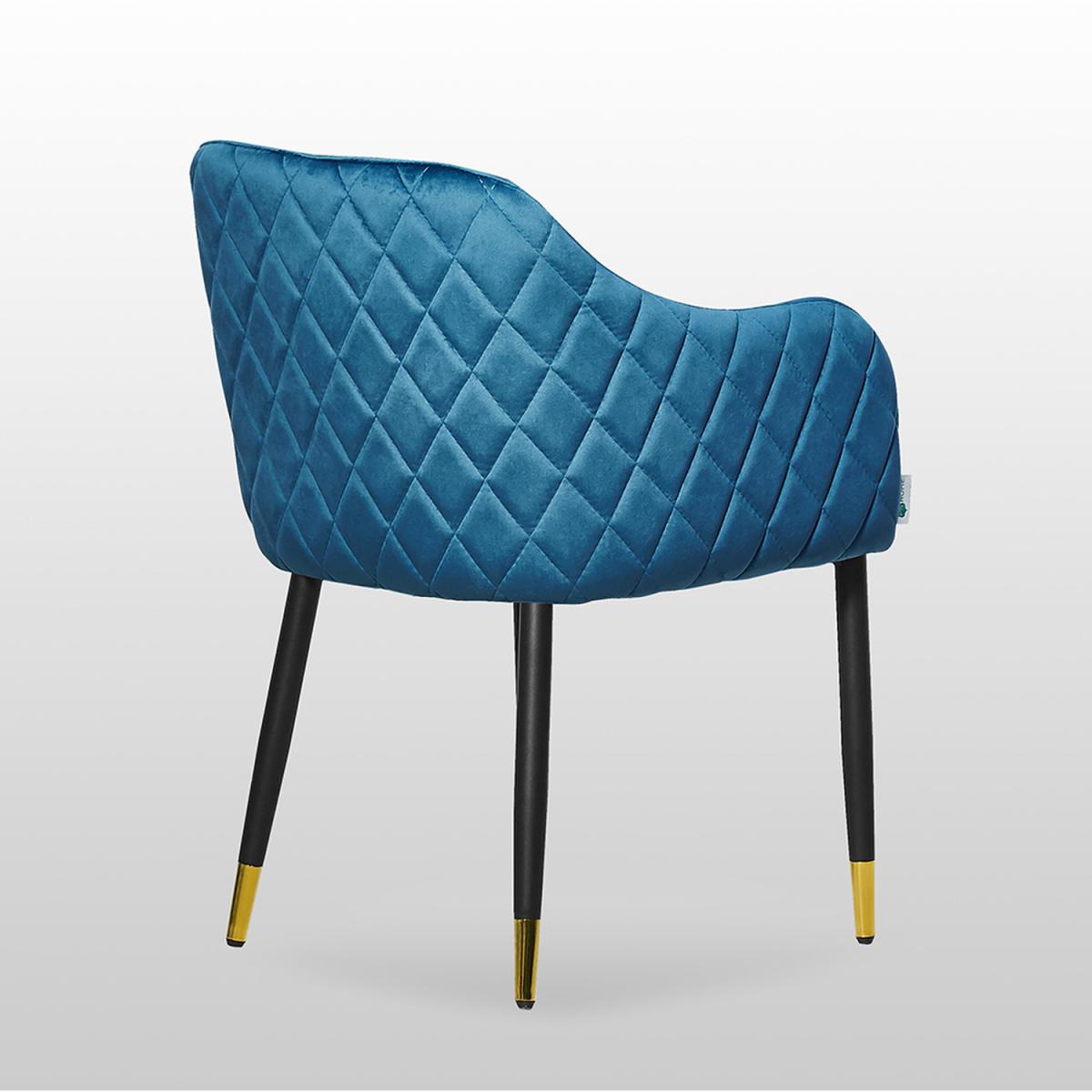 Verona Velvet Dining Chair Single - Blue / Gold End Caps – image 7