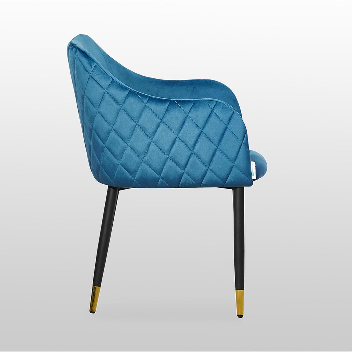 Verona Velvet Dining Chair Single - Blue / Gold End Caps – image 8