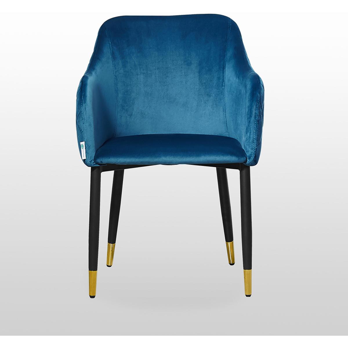 Verona Velvet Dining Chair Single - Blue / Gold End Caps – image 9
