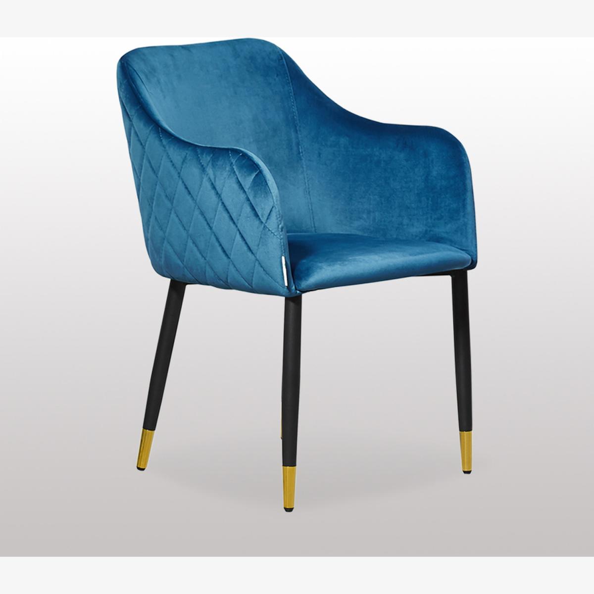 Verona Velvet Dining Chair Single - Blue / Gold End Caps – image 1