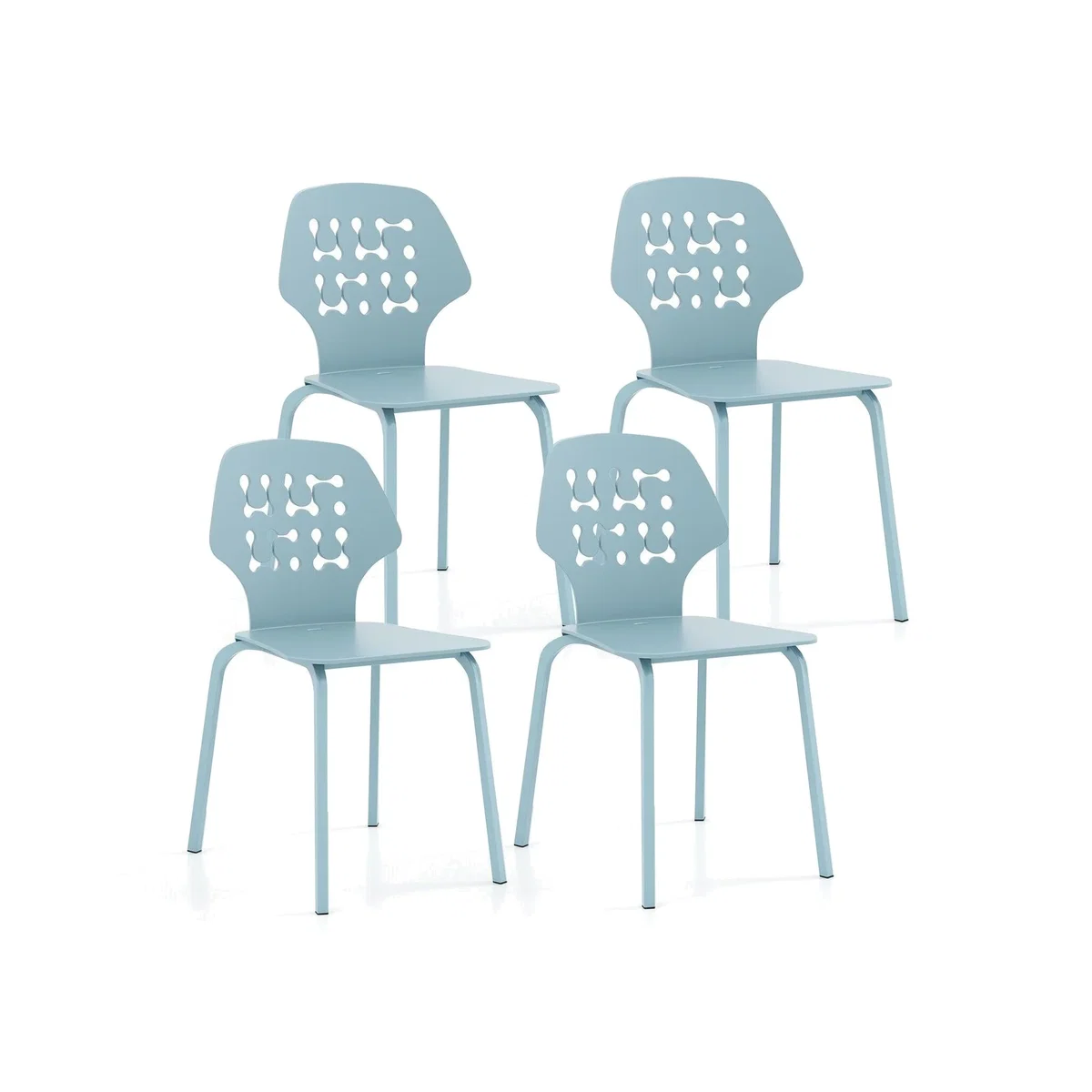 Costway Metal Armless Dining Chairs Set of 4 - Blue – image 1