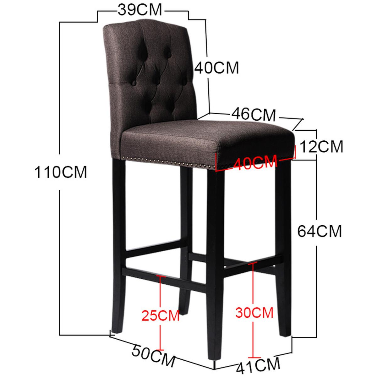 Bar Bistro Stool High Seat Kitchen Linen Dining Chair With Footrest - Dark Grey – image 14