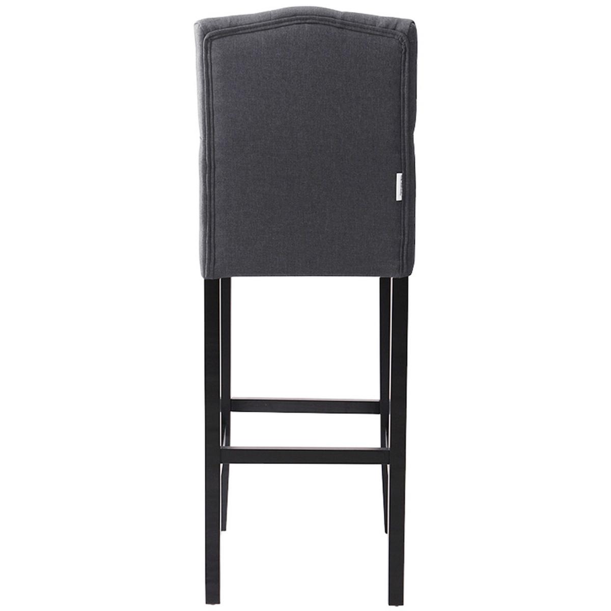 Bar Bistro Stool High Seat Kitchen Linen Dining Chair With Footrest - Dark Grey – image 17