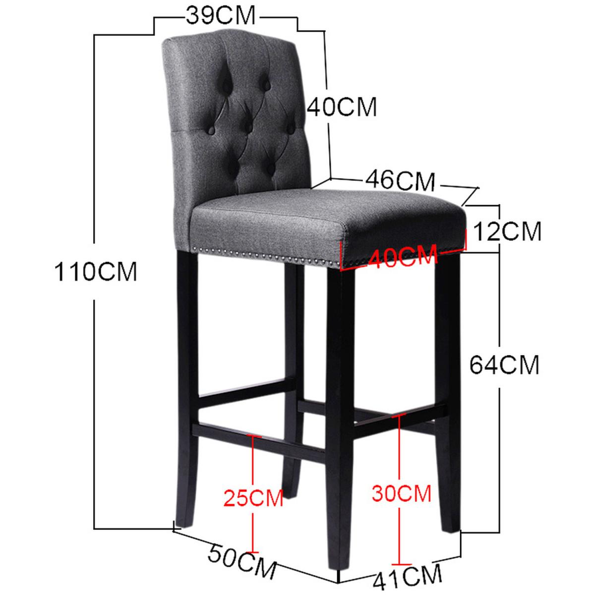 Bar Bistro Stool High Seat Kitchen Linen Dining Chair With Footrest - Dark Grey – image 19