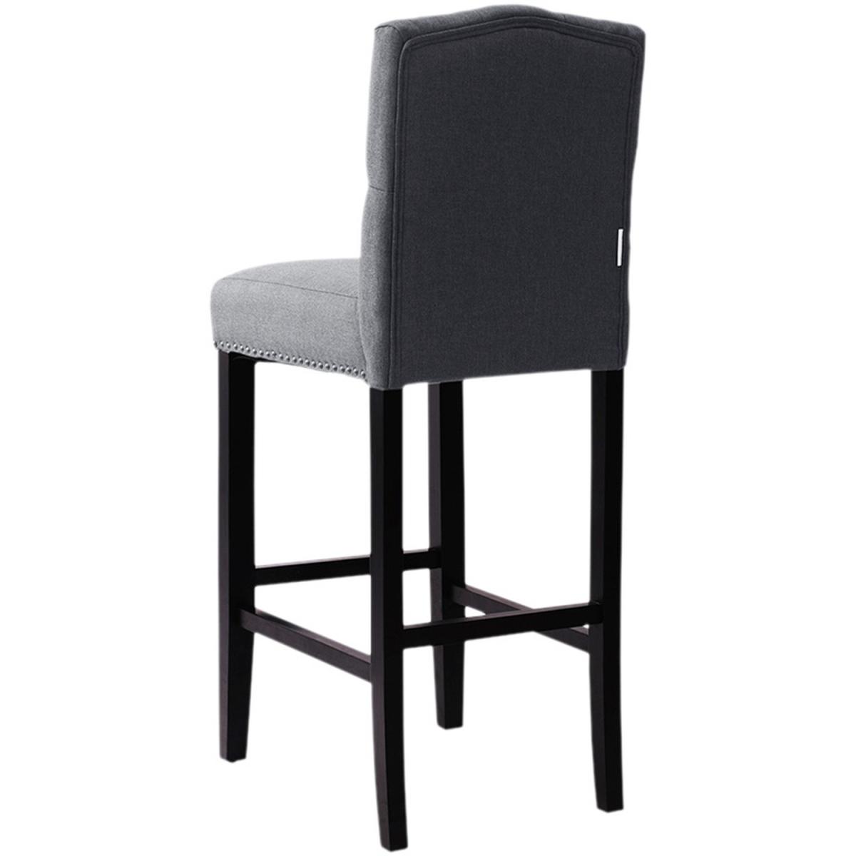Bar Bistro Stool High Seat Kitchen Linen Dining Chair With Footrest - Dark Grey – image 4
