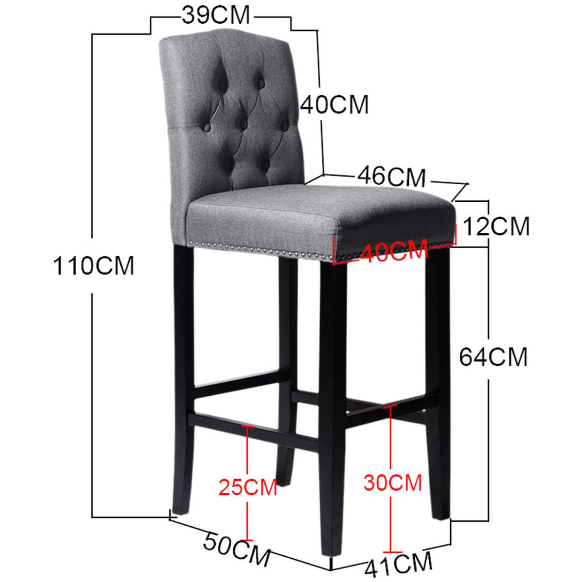 Bar Bistro Stool High Seat Kitchen Linen Dining Chair With Footrest - Dark Grey – image 6