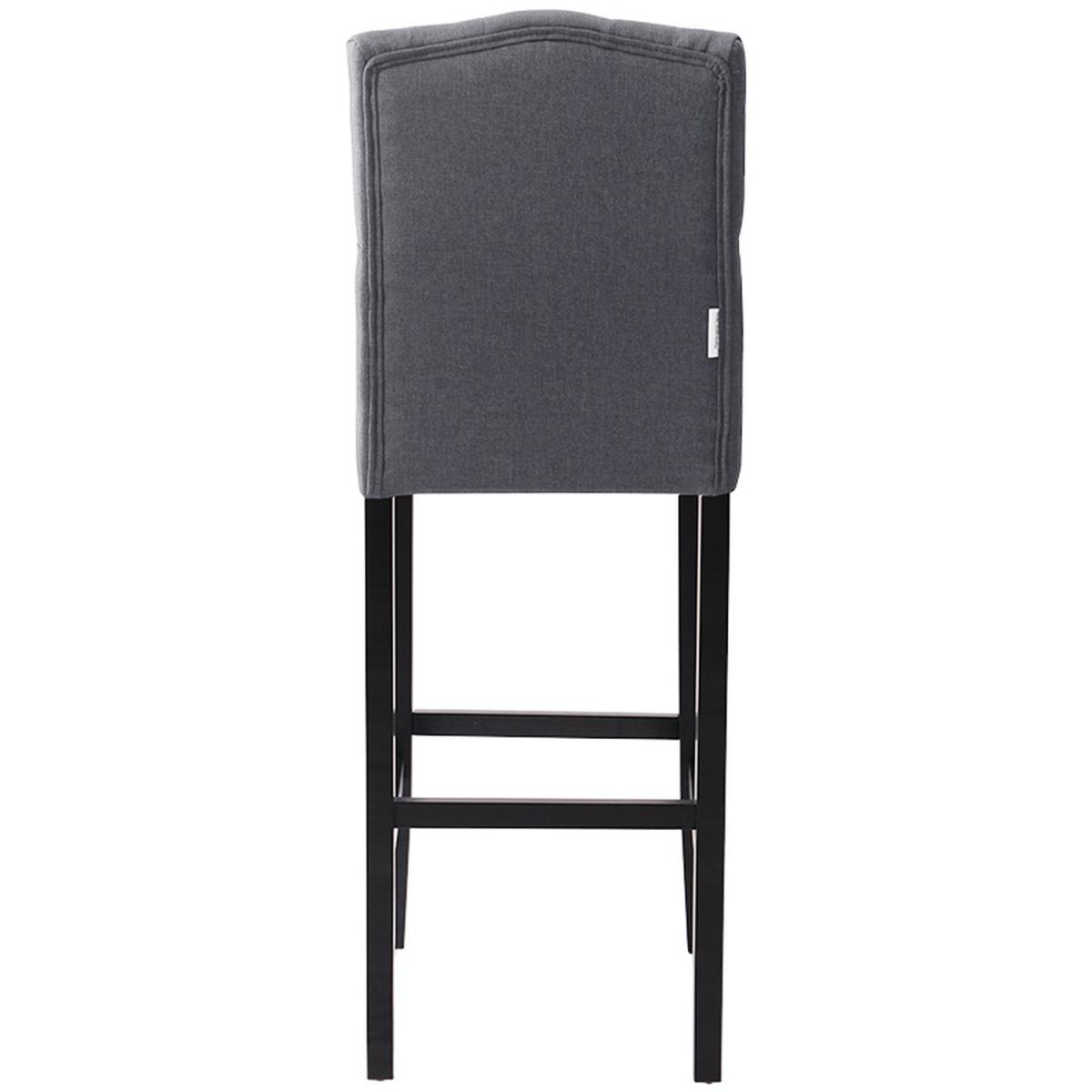 Bar Bistro Stool High Seat Kitchen Linen Dining Chair With Footrest - Dark Grey – image 7