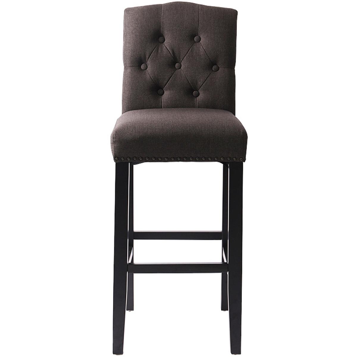 Bar Bistro Stool High Seat Kitchen Linen Dining Chair With Footrest - Dark Grey – image 10