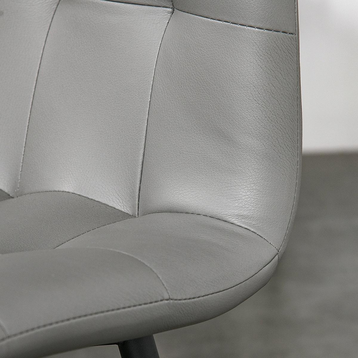 Set Of 2 Nappa PU Leather Gridded Dining Chairs - Grey – image 7