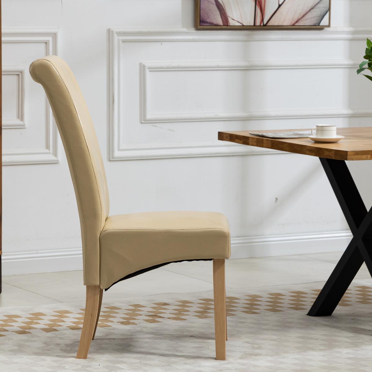 Set of 2 Rimini Vegan Leather PU Dining Chairs - Cream – image 2