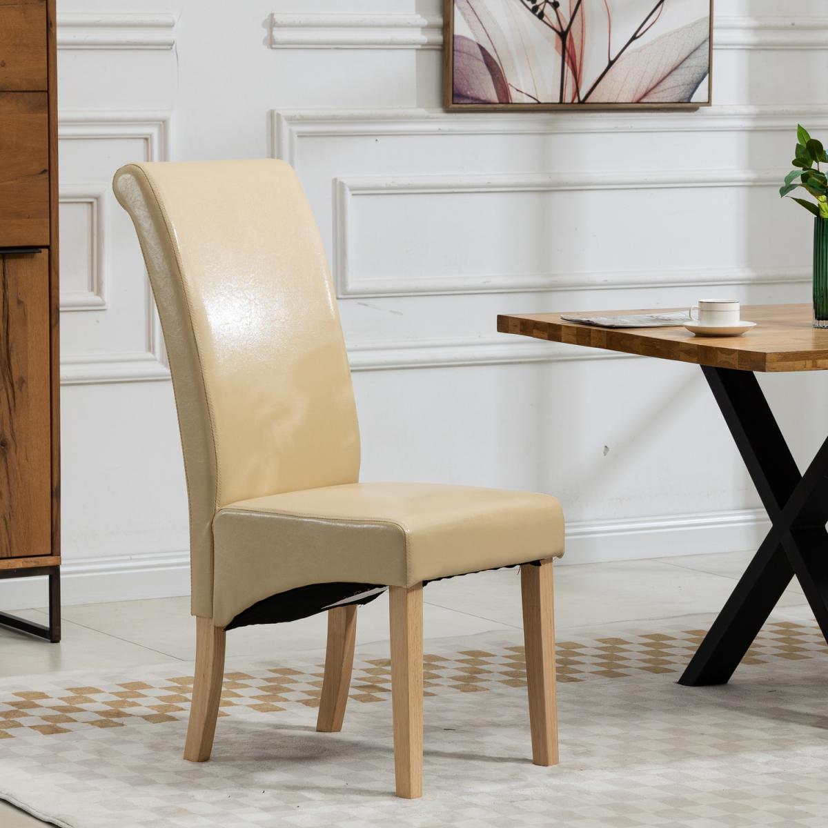 Set of 2 Rimini Vegan Leather PU Dining Chairs - Cream – image 3