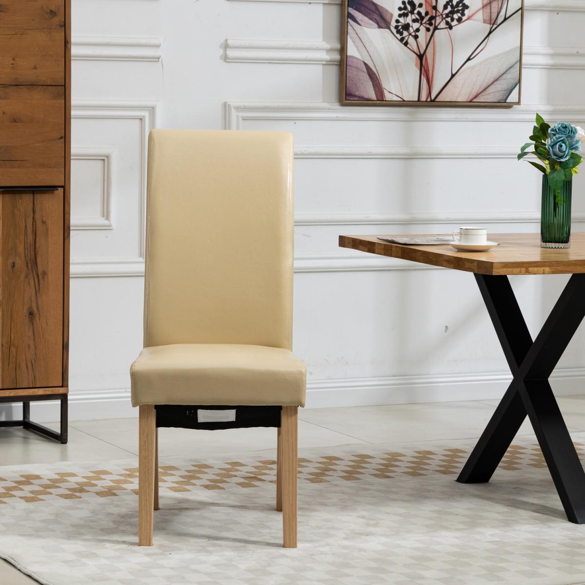 Set of 2 Rimini Vegan Leather PU Dining Chairs - Cream – image 4