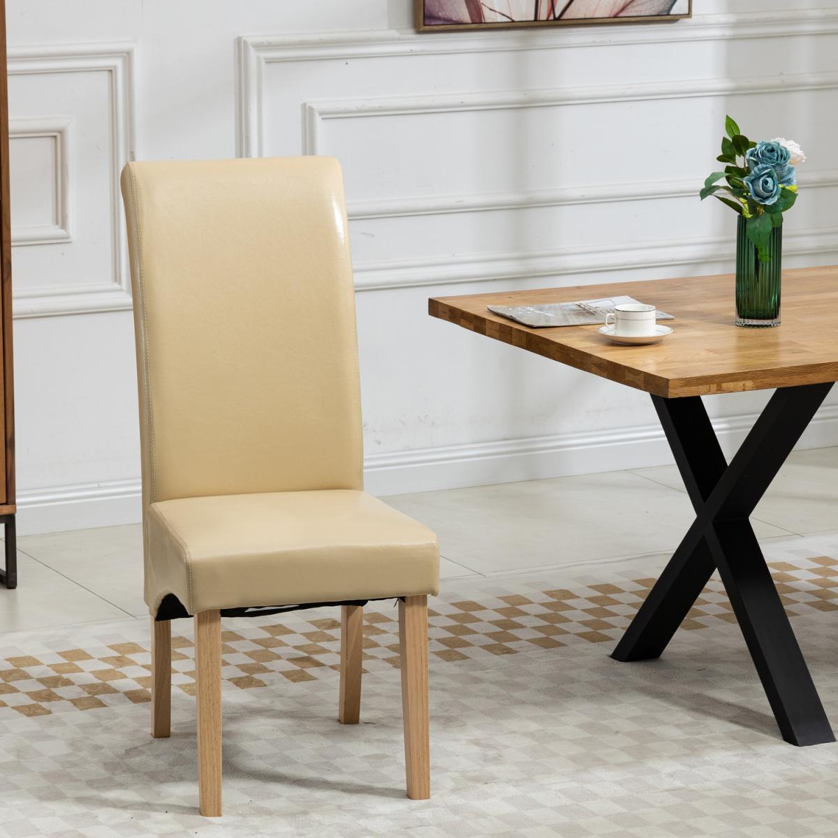 Set of 2 Rimini Vegan Leather PU Dining Chairs - Cream – image 5