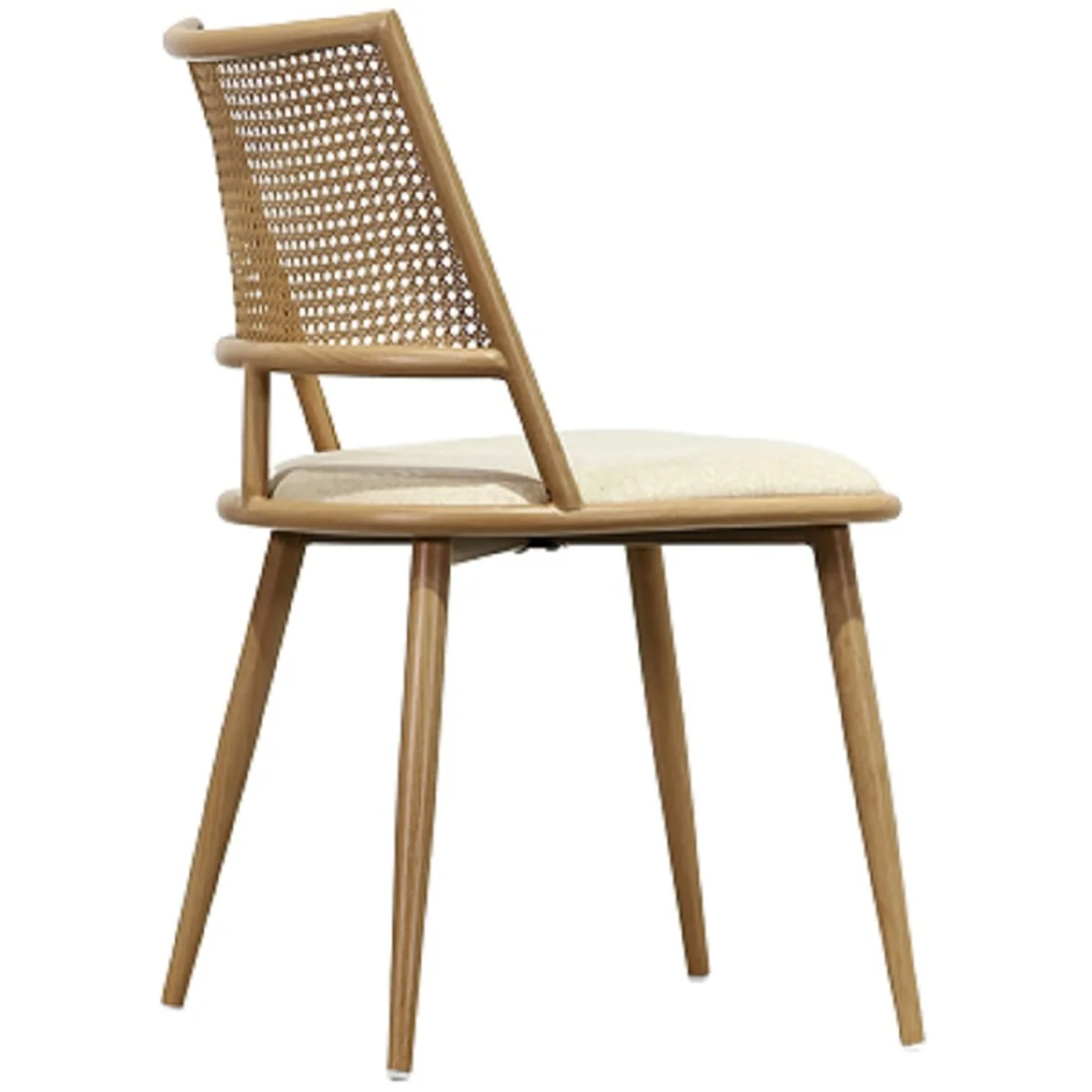 Dining Chairs Set of 2 Mid-Century Kitchen Chair w Rattan Backrest Upholstered - Yellow – image 5