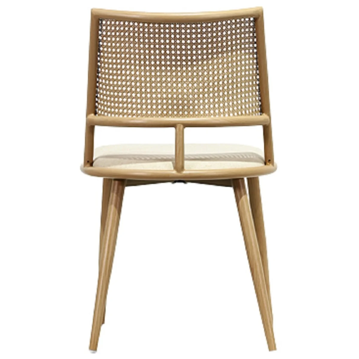Dining Chairs Set of 2 Mid-Century Kitchen Chair w Rattan Backrest Upholstered - Yellow – image 6