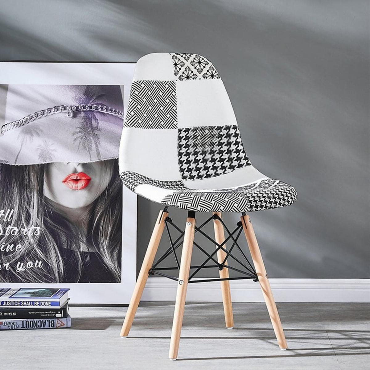 Chrono Patchwork Eiffel Fabric Upholstered Dining Chair, Single - Multi-Coloured – image 2