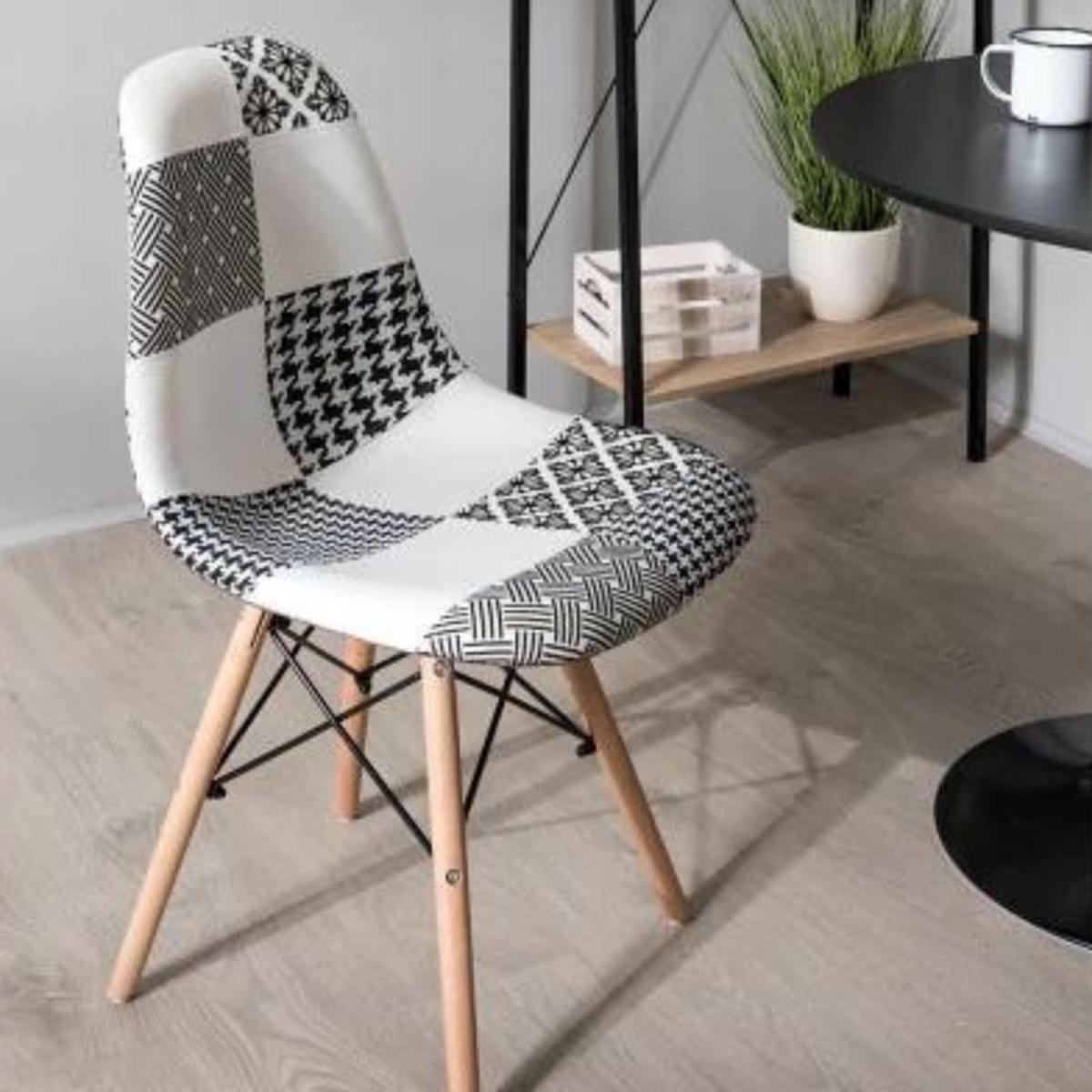 Chrono Patchwork Eiffel Fabric Upholstered Dining Chair, Single - Multi-Coloured – image 3