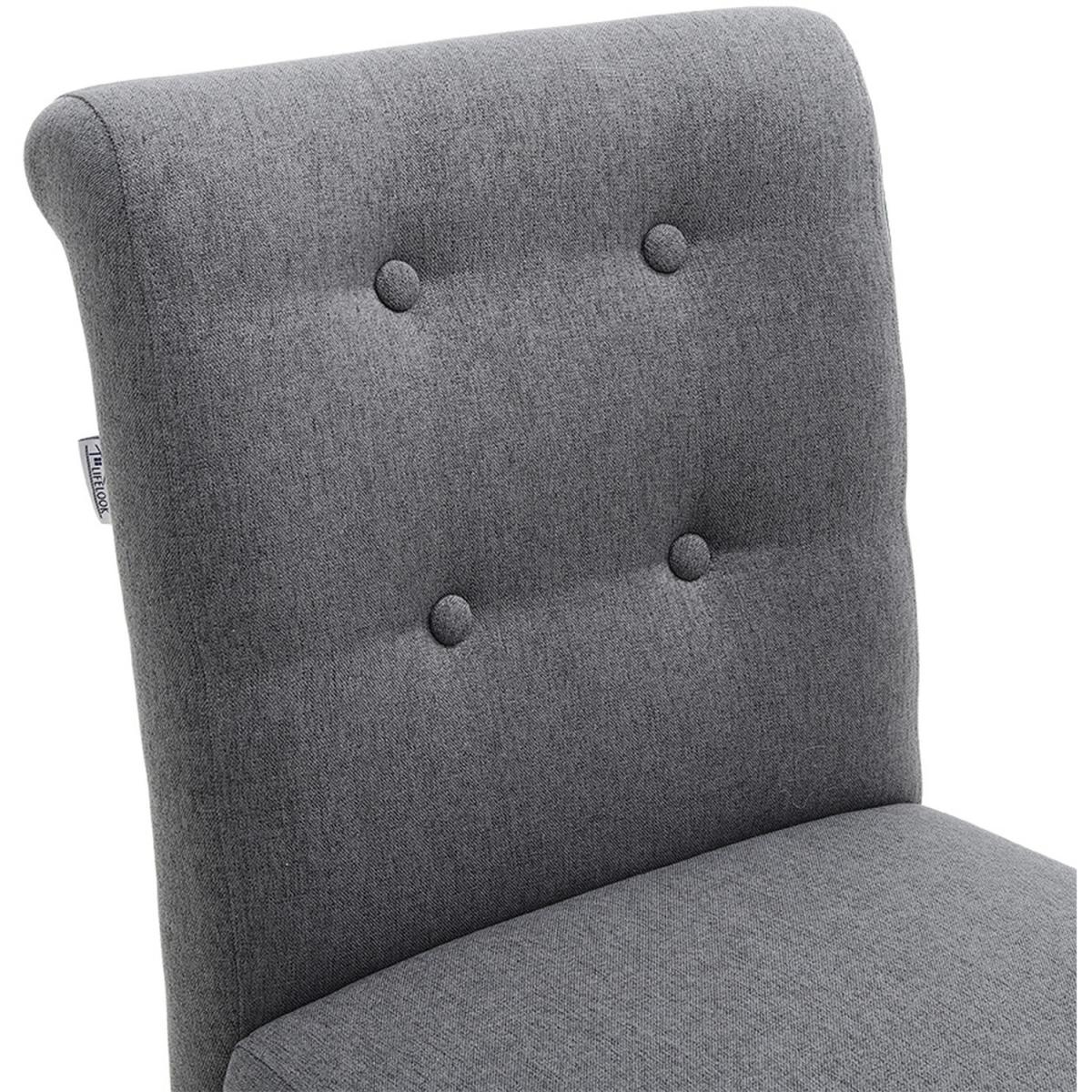 Set of 2 Contemporary Buttoned Accent Dining Chair Studded Rim - Grey – image 3