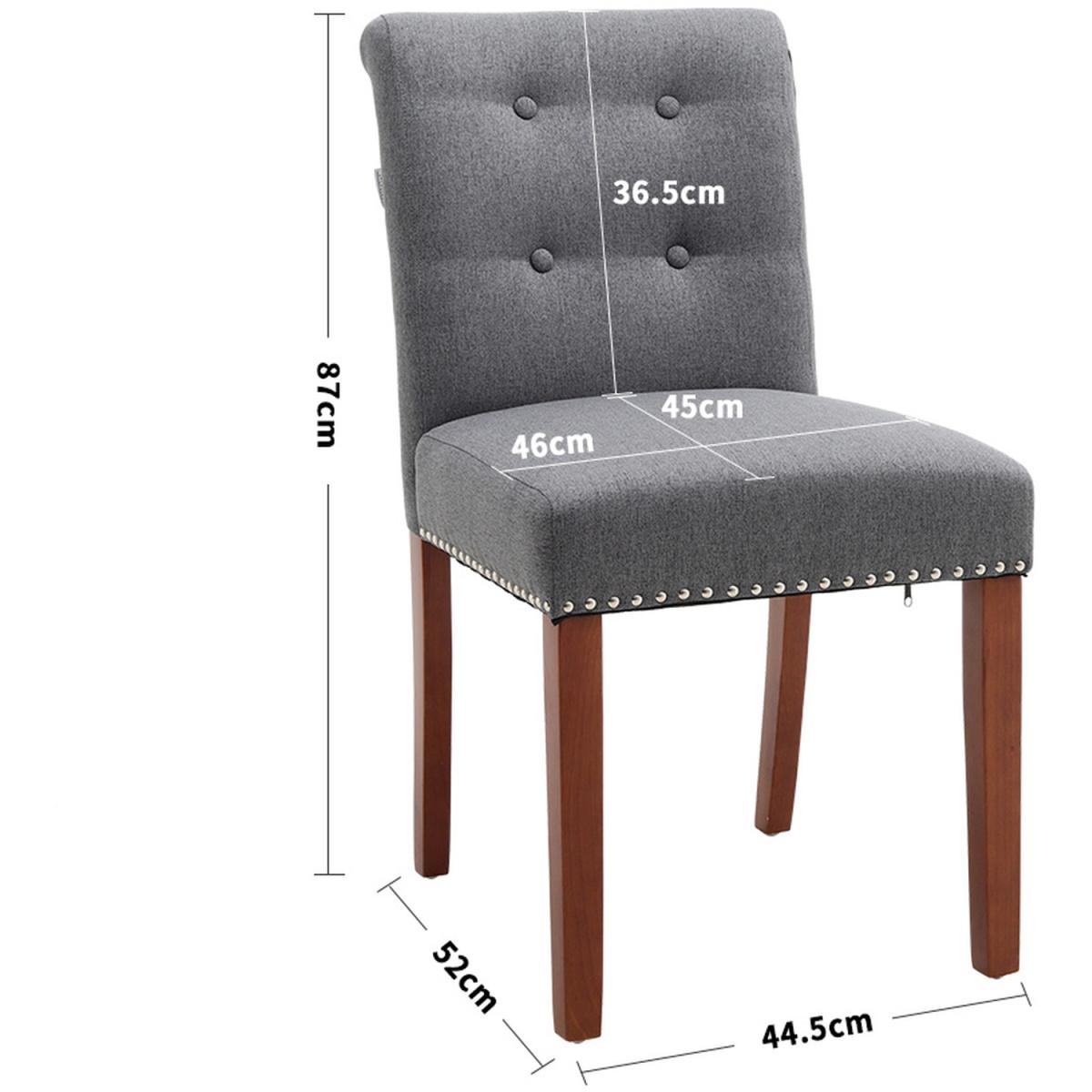 Set of 2 Contemporary Buttoned Accent Dining Chair Studded Rim - Grey – image 5