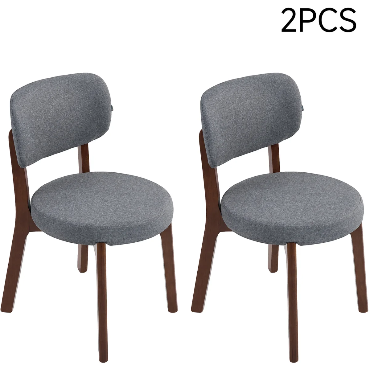 Set of 2 Upholstered Dining Chairs with Wooden Frames - Grey – image 3