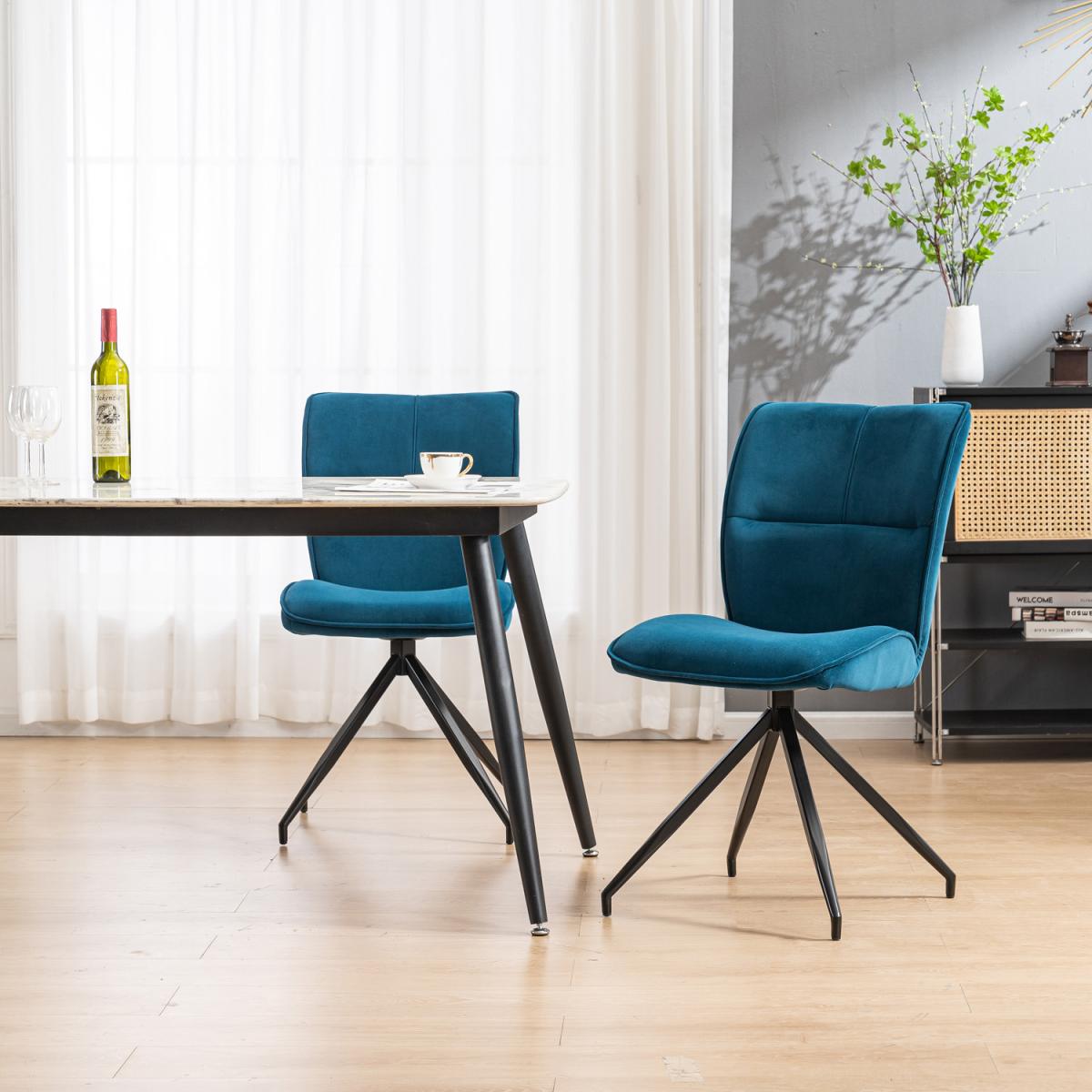 Set of 2 Modern Velvet Dina Dining Chairs - Blue – image 2