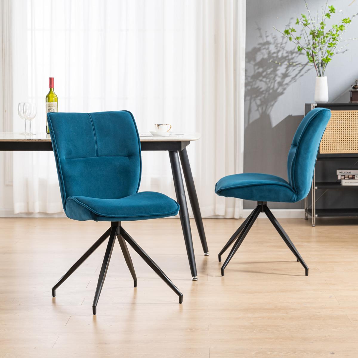 Set of 2 Modern Velvet Dina Dining Chairs - Blue – image 3