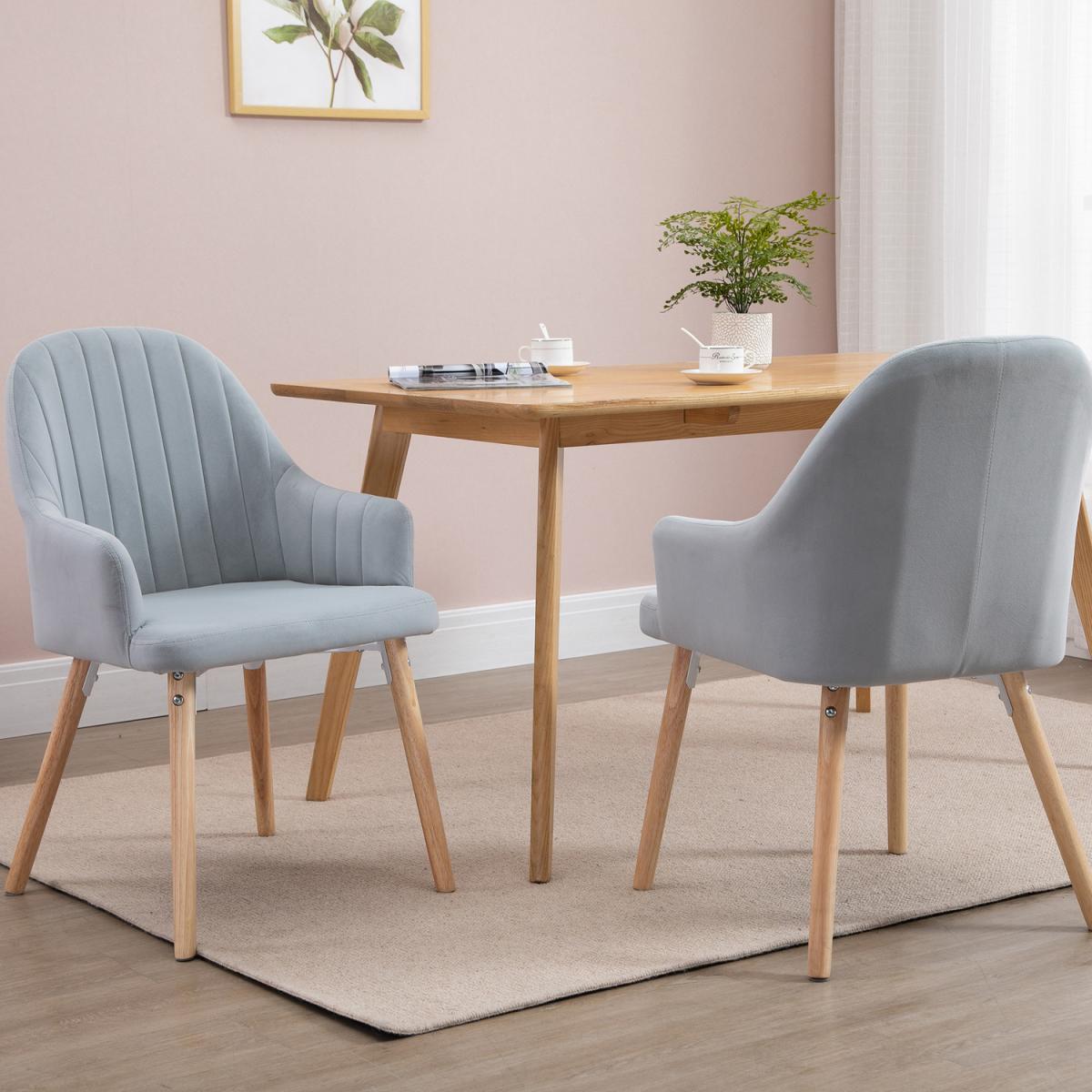 Set Of 2 Elegant Tub Velvet Feel Dining Chairs - Grey – image 4