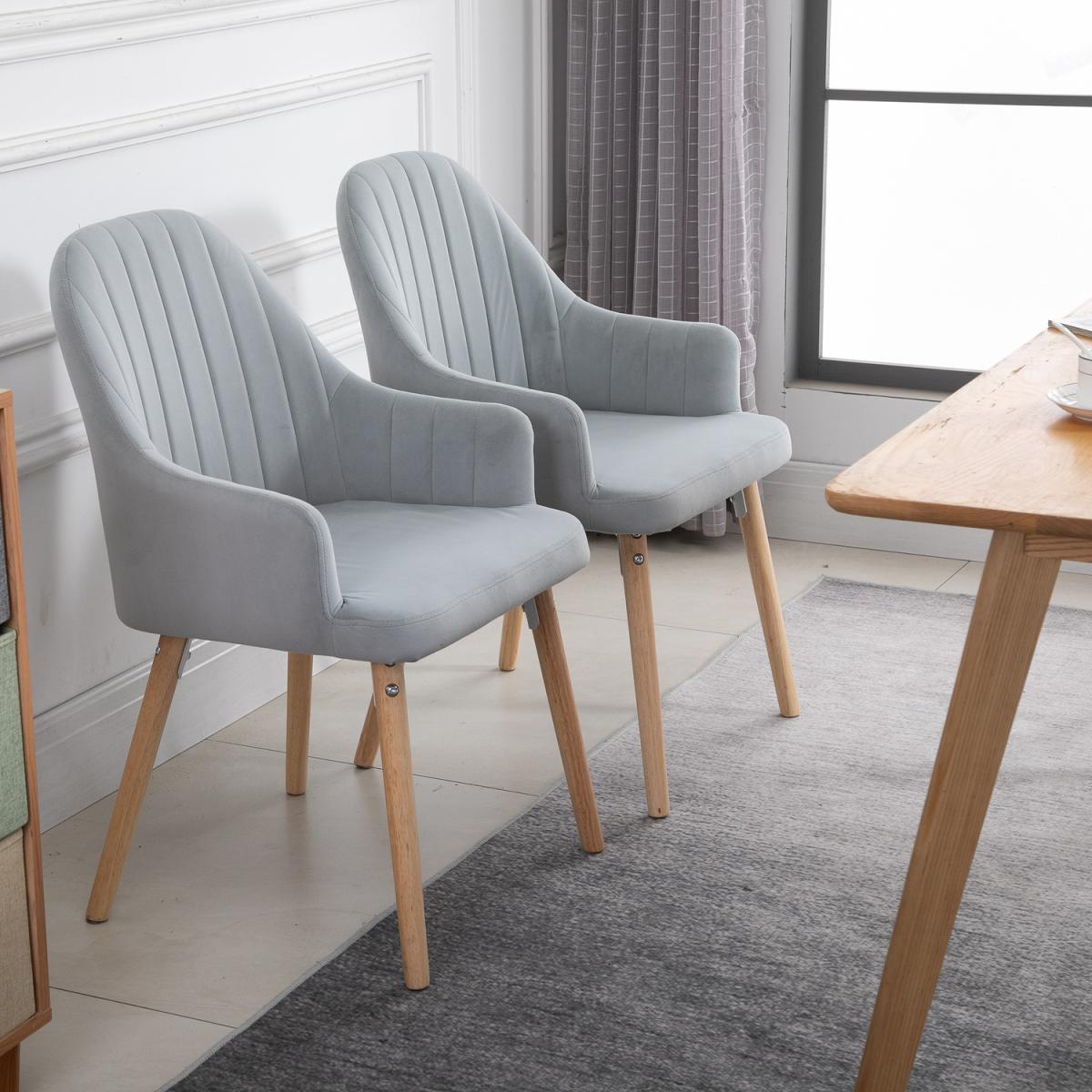 Set Of 2 Elegant Tub Velvet Feel Dining Chairs - Grey – image 1