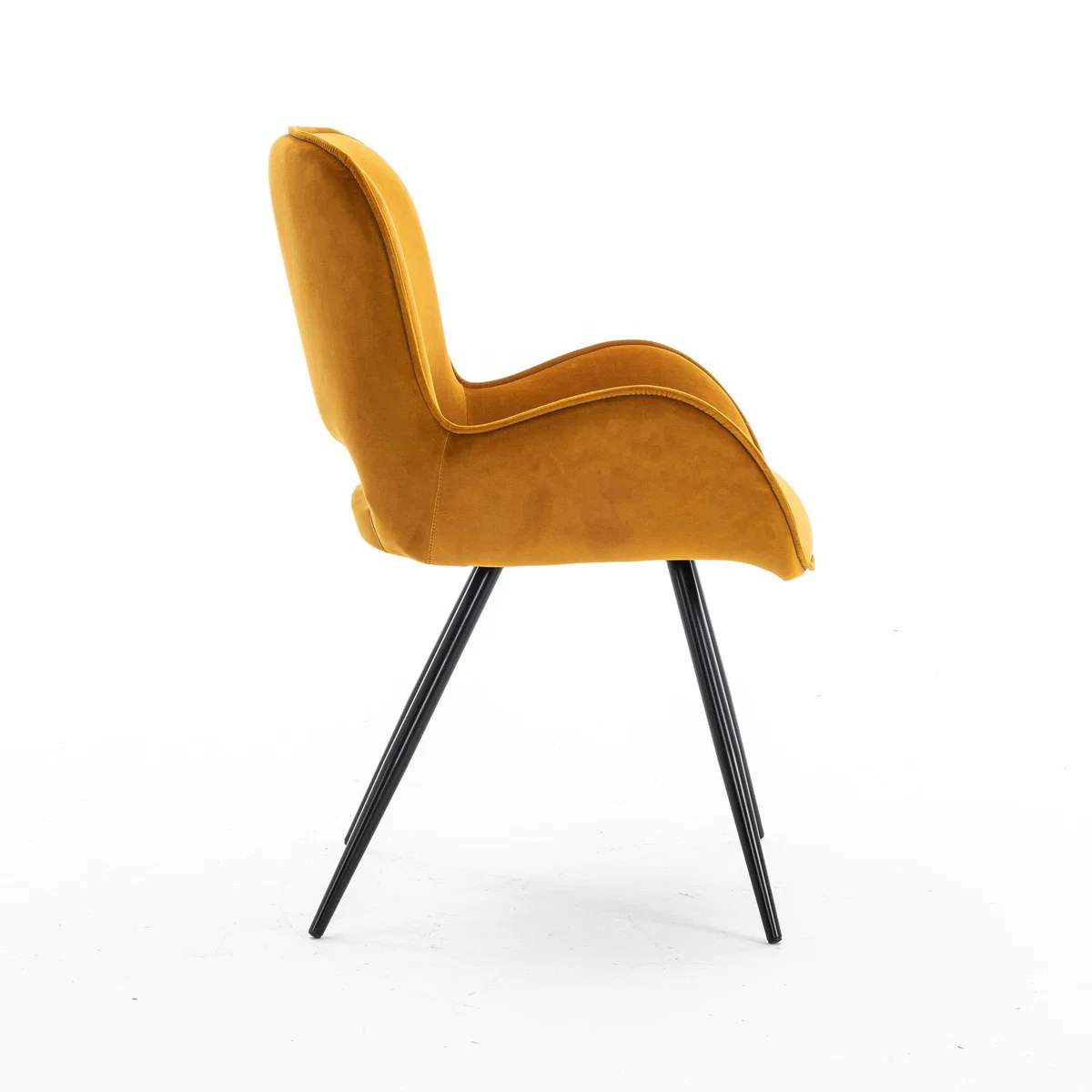 Set of 4 Lily Modern Velvet Dining Chair with Arms  - Mustard – image 5