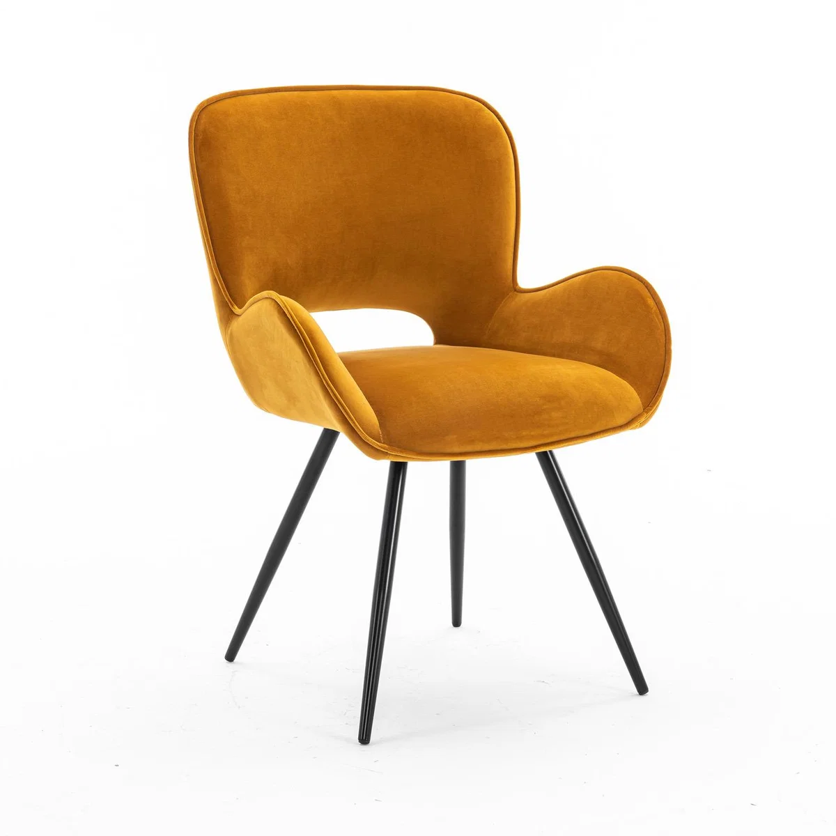 Set of 4 Lily Modern Velvet Dining Chair with Arms  - Mustard – image 7
