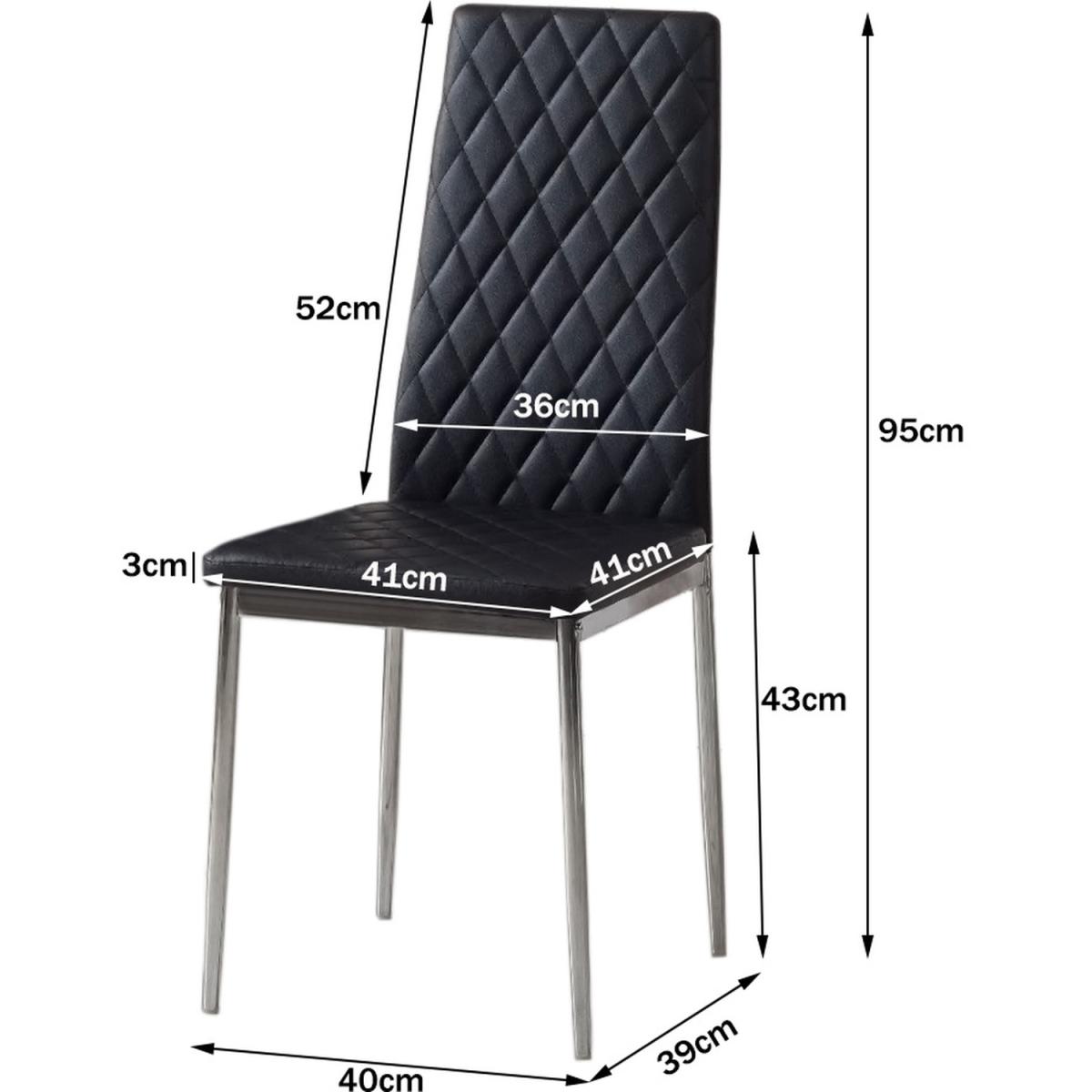 PVC Hatched Faux Leather Dining Chair Lattice Grid Padded Seat Black - Black – image 3