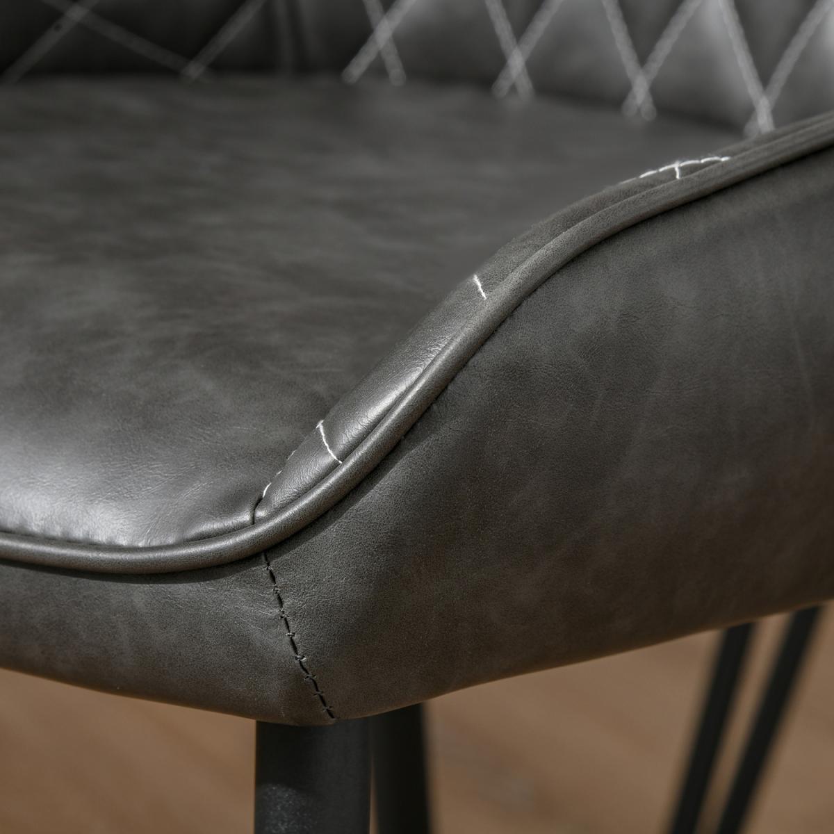 Retro Dining Chair Set of 2 Accent - Grey – image 2