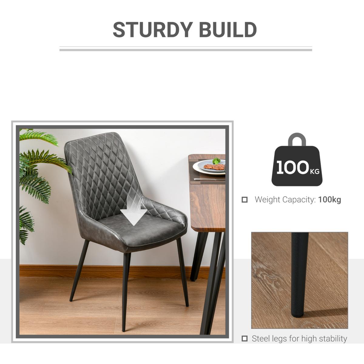 Retro Dining Chair Set of 2 Accent - Grey – image 5
