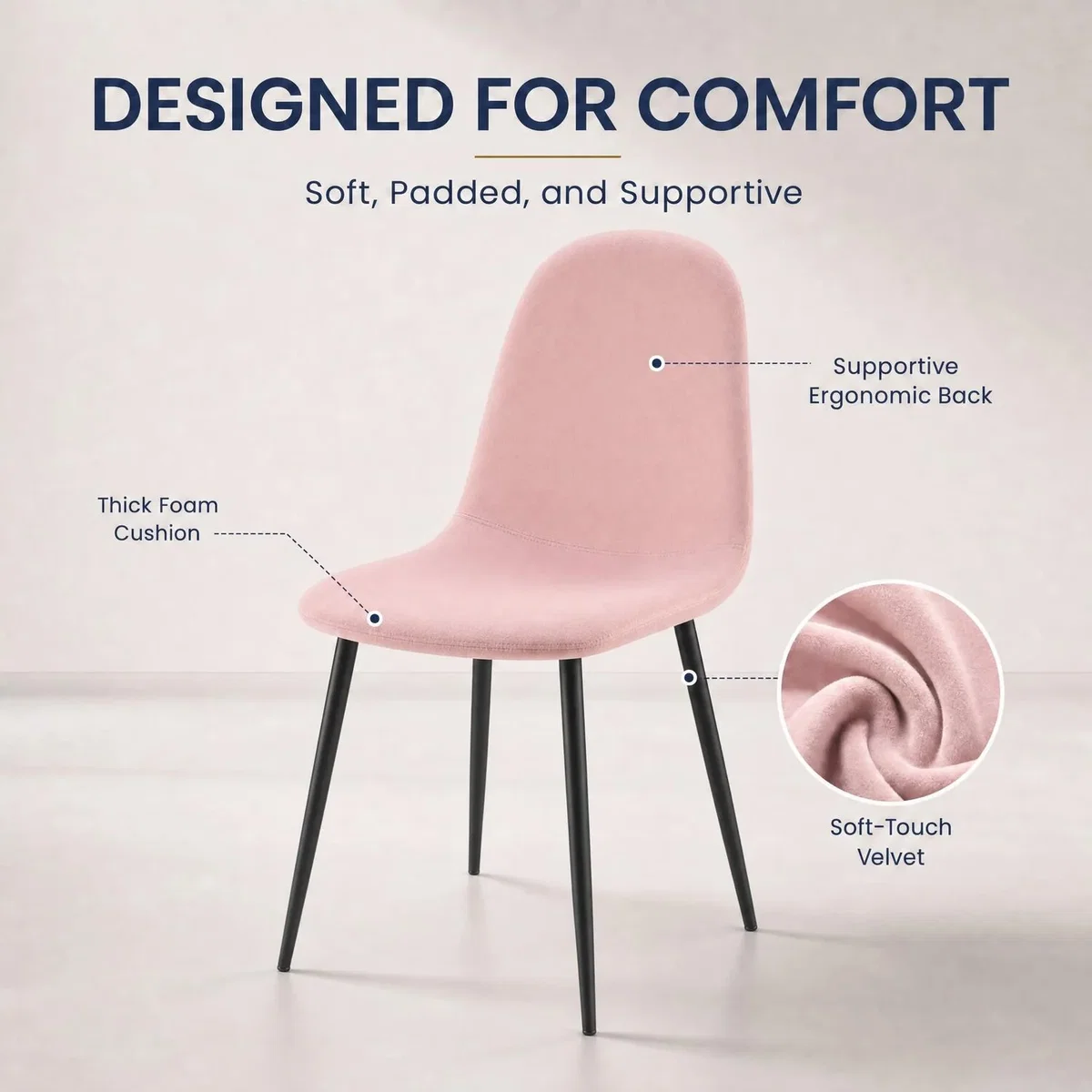 Ron Velvet Dining Chair - Pink / 2 – image 6