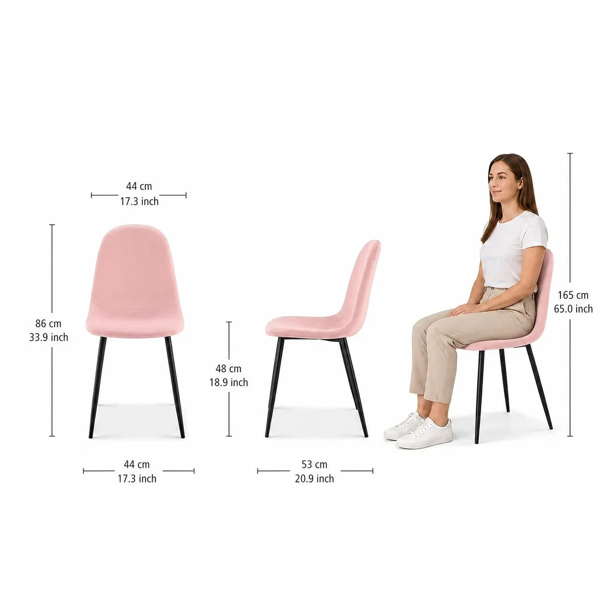 Ron Velvet Dining Chair - Pink / 2 – image 10
