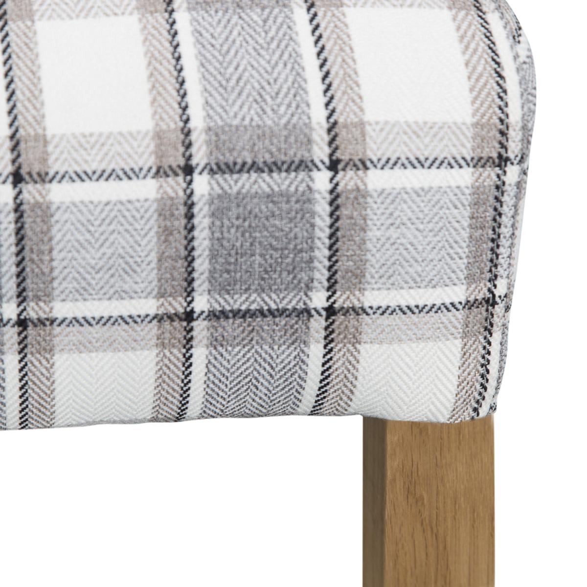 Pair of Scroll Back With Checked Pattern Dining Chairs - Cappuccino – image 3