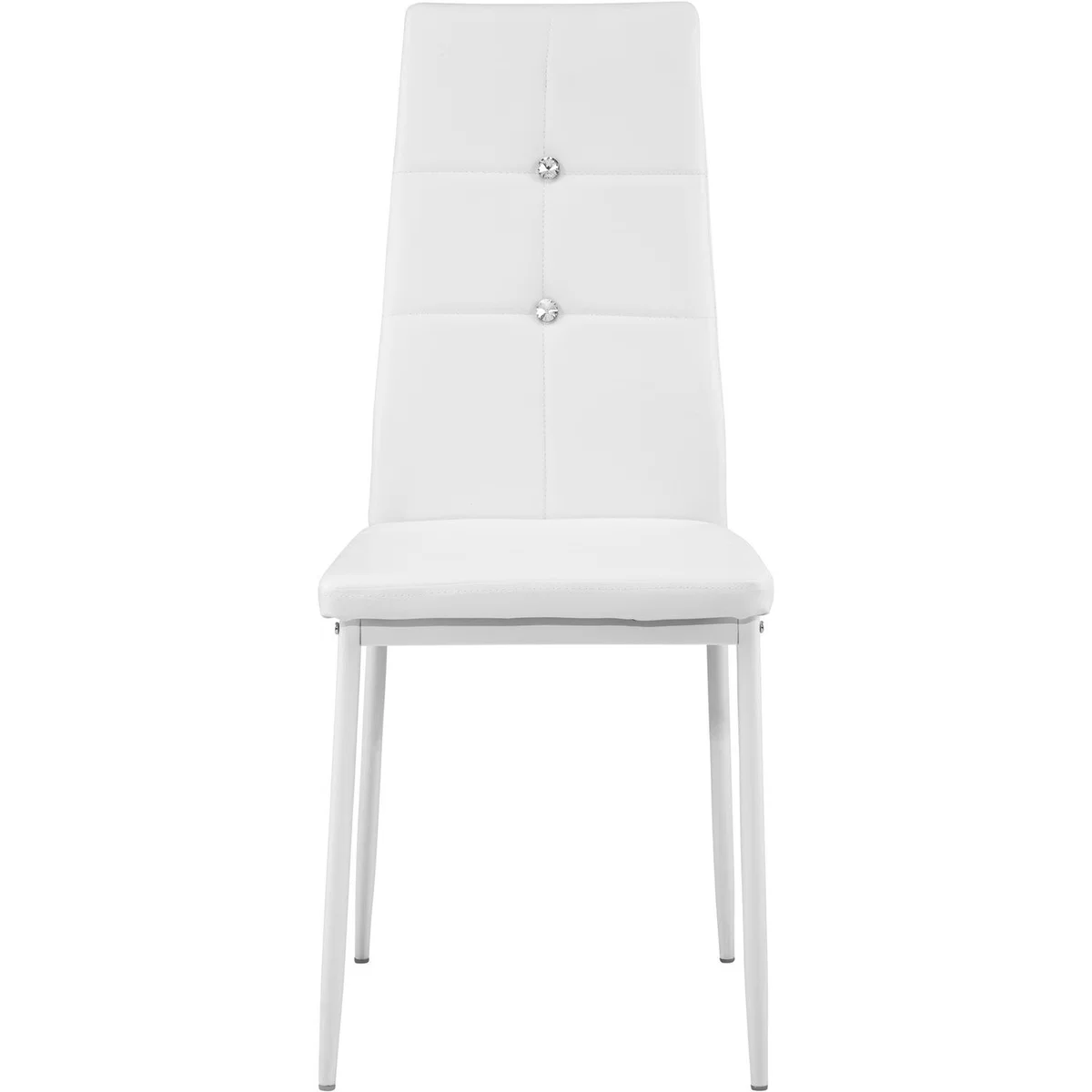 Set Of 8 Dining Chairs With Rhinestone - White – image 3