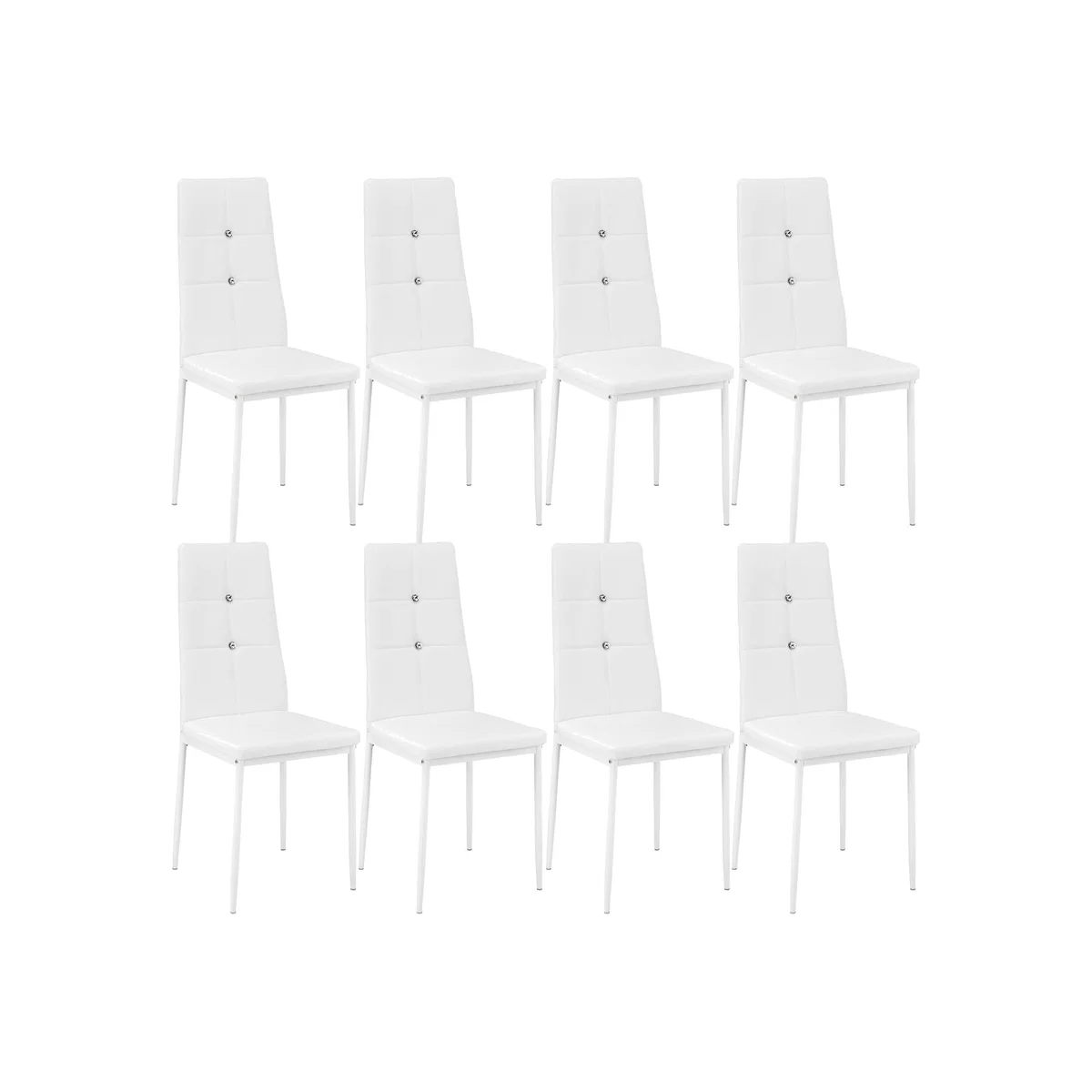 Set Of 8 Dining Chairs With Rhinestone - White – image 1