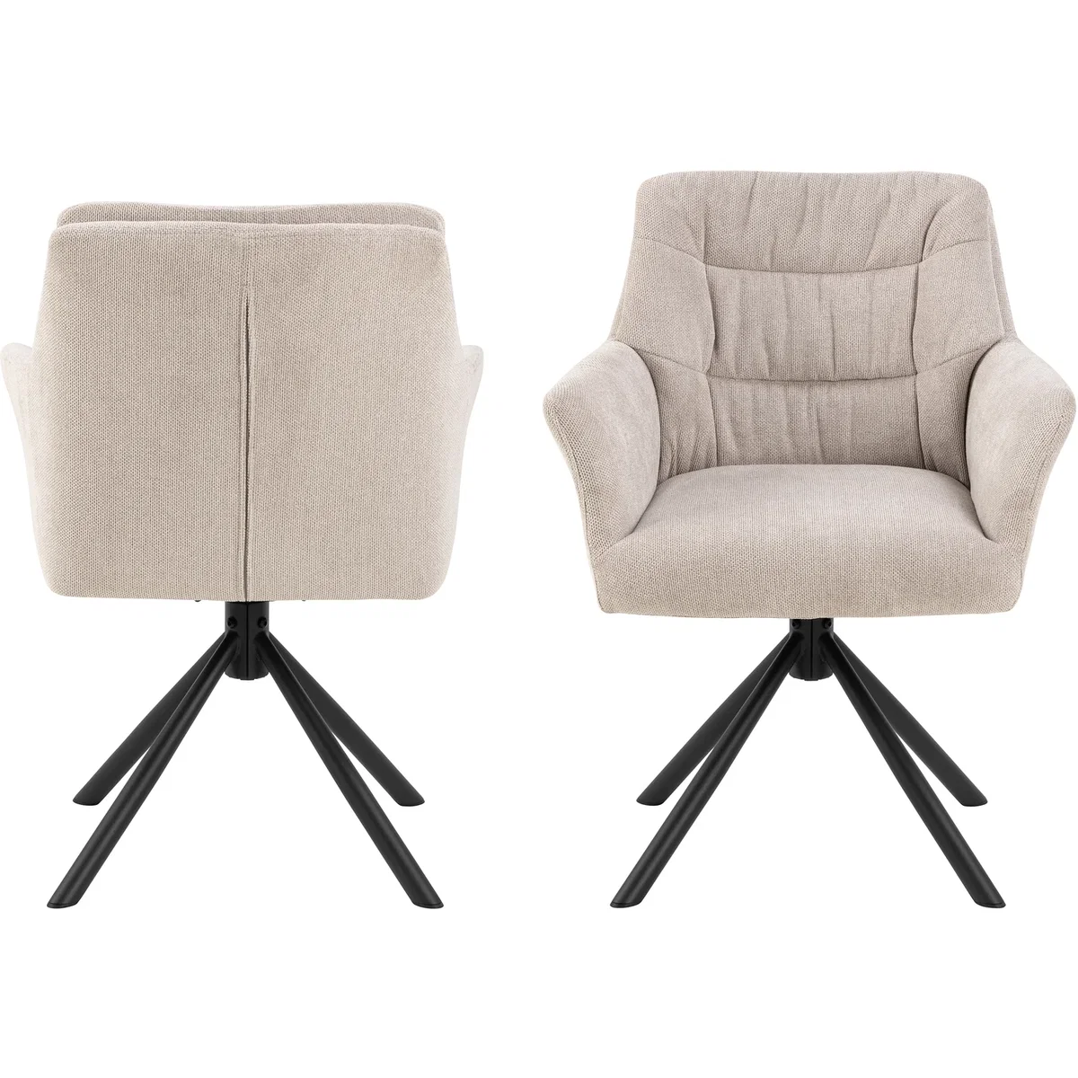 Alonso Swivel Cream Dining Chair with Armrest Set of 2 - Cream – image 2