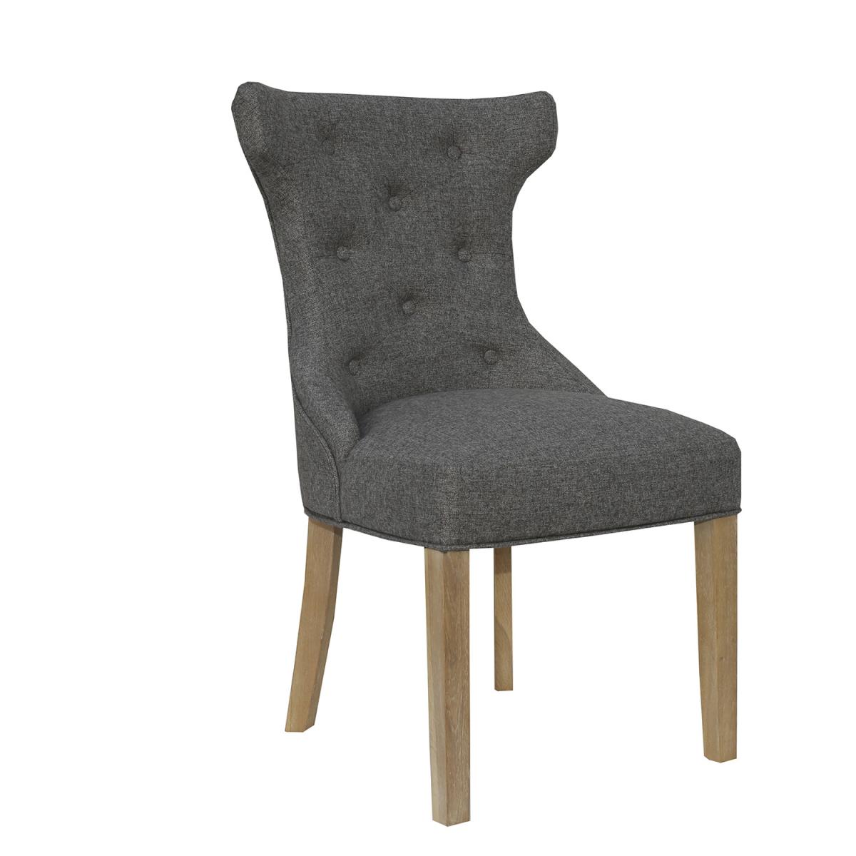 Pair of Winged Button Back Chairs with Metal Ring Dining Chair - Dark Grey – image 2